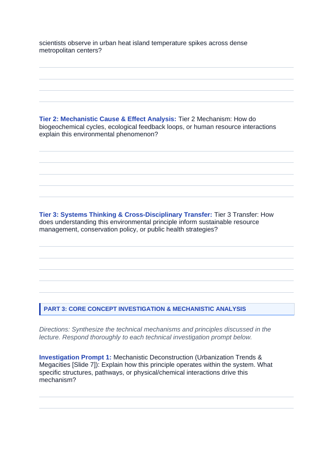 How Cities Use Land Phenomena-Based Lesson: Urban Heat Island Temperature Spikes Across Dense Metropolitan Centers Student Response Sheet sample page