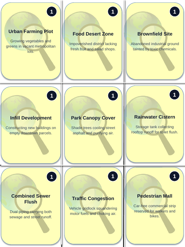 How Cities Use Land Trivia Board Game sample page