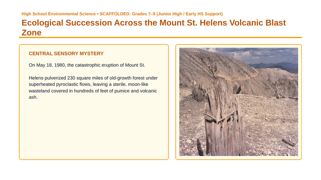 How Ecosystems Change Over Time Scaffolded Phenomena-Based Lesson: Ecological Succession Across the Mount St. Helens Volcanic Blast Zone Presentation sample page