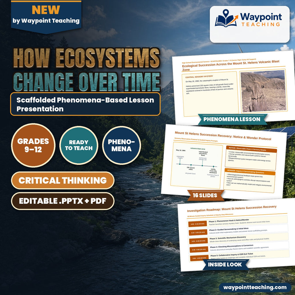 How Ecosystems Change Over Time Scaffolded Phenomena-Based Lesson: Ecological Succession Across the Mount St. Helens Volcanic Blast Zone Presentation cover