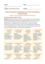 How Ecosystems Change Over Time Vocabulary Choice Board sample page