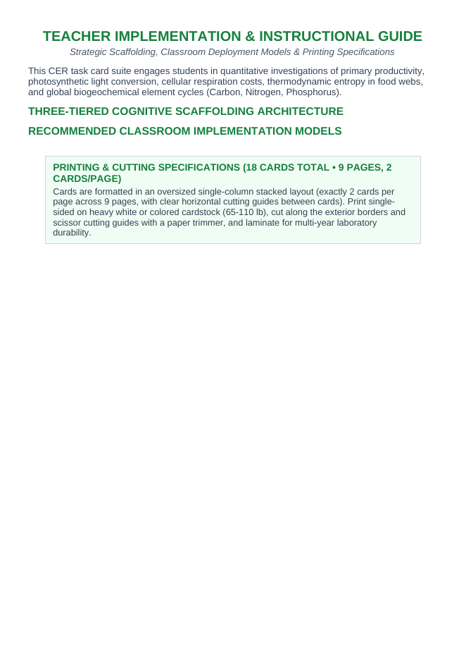 How Energy Moves in Nature CER Task Cards sample page