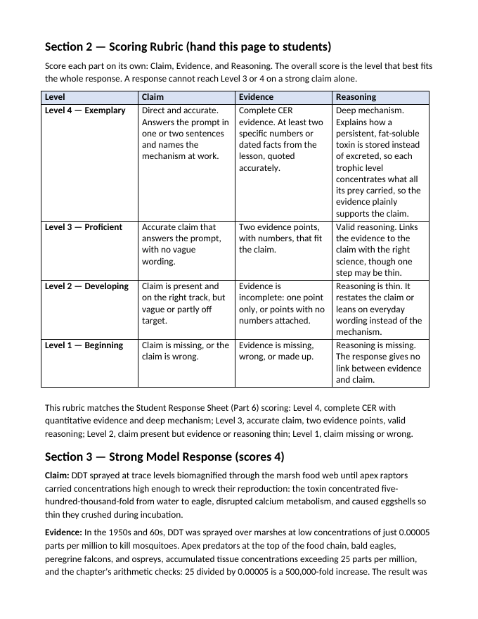 How Energy Moves in Nature Model Response & Scoring Guide sample page