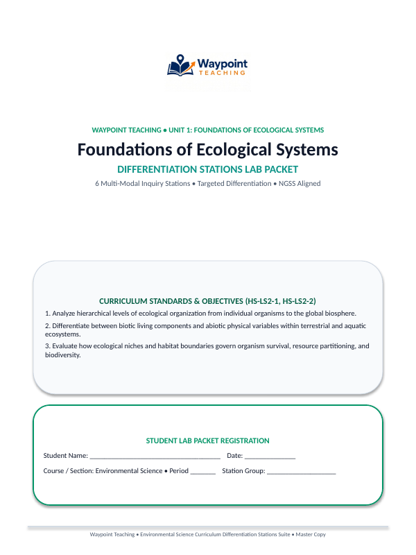 Intro to Ecological Systems Differentiation Stations sample page
