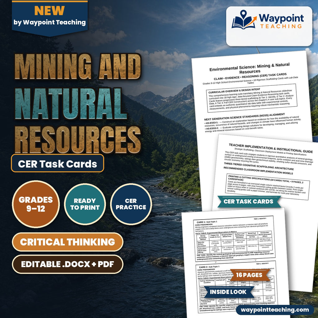 Mining and Natural Resources CER Task Cards cover