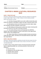 Mining and Natural Resources Lesson Quiz sample page
