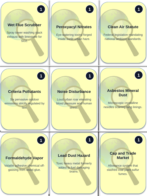 Pollution Types and Causes Trivia Board Game sample page