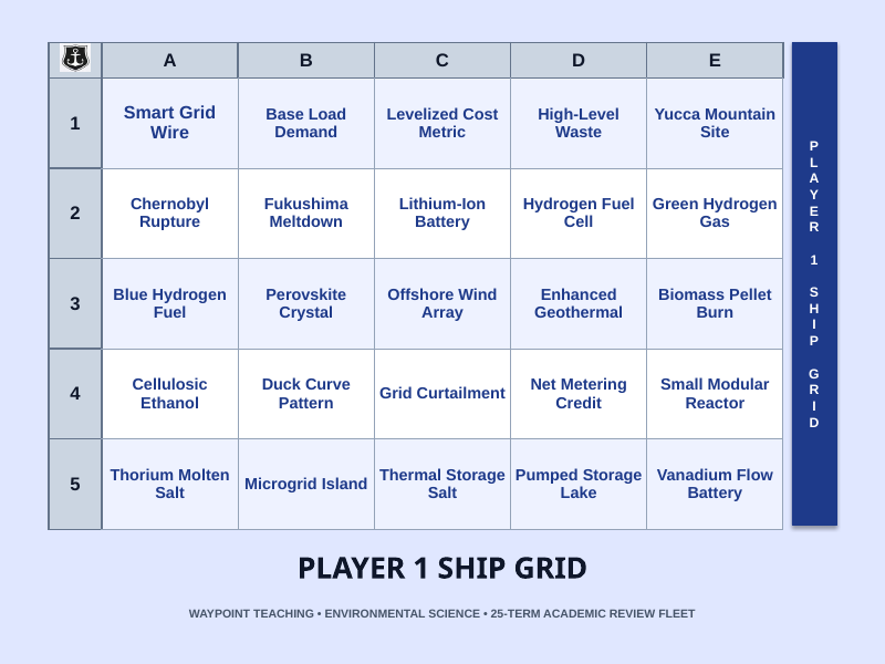 Renewable vs. Nonrenewable Resources Sea Battle Review Game sample page