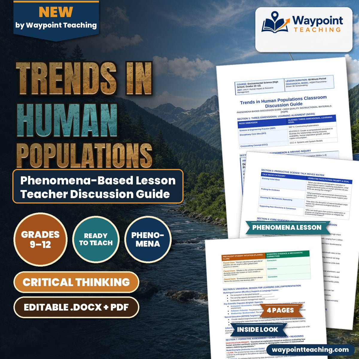 Trends in Human Populations Phenomena-Based Lesson: Demographic Transition in Industrialized Nations Stabilizing Populations Teacher Discussion Guide cover