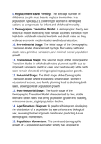 Trends in Human Populations Vocabulary Words & Definitions sample page