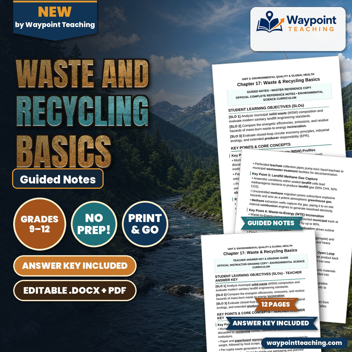 Waste and Recycling Basics Guided Notes cover