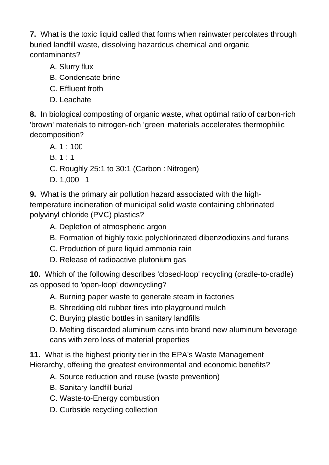 Waste and Recycling Basics Lesson Quiz sample page