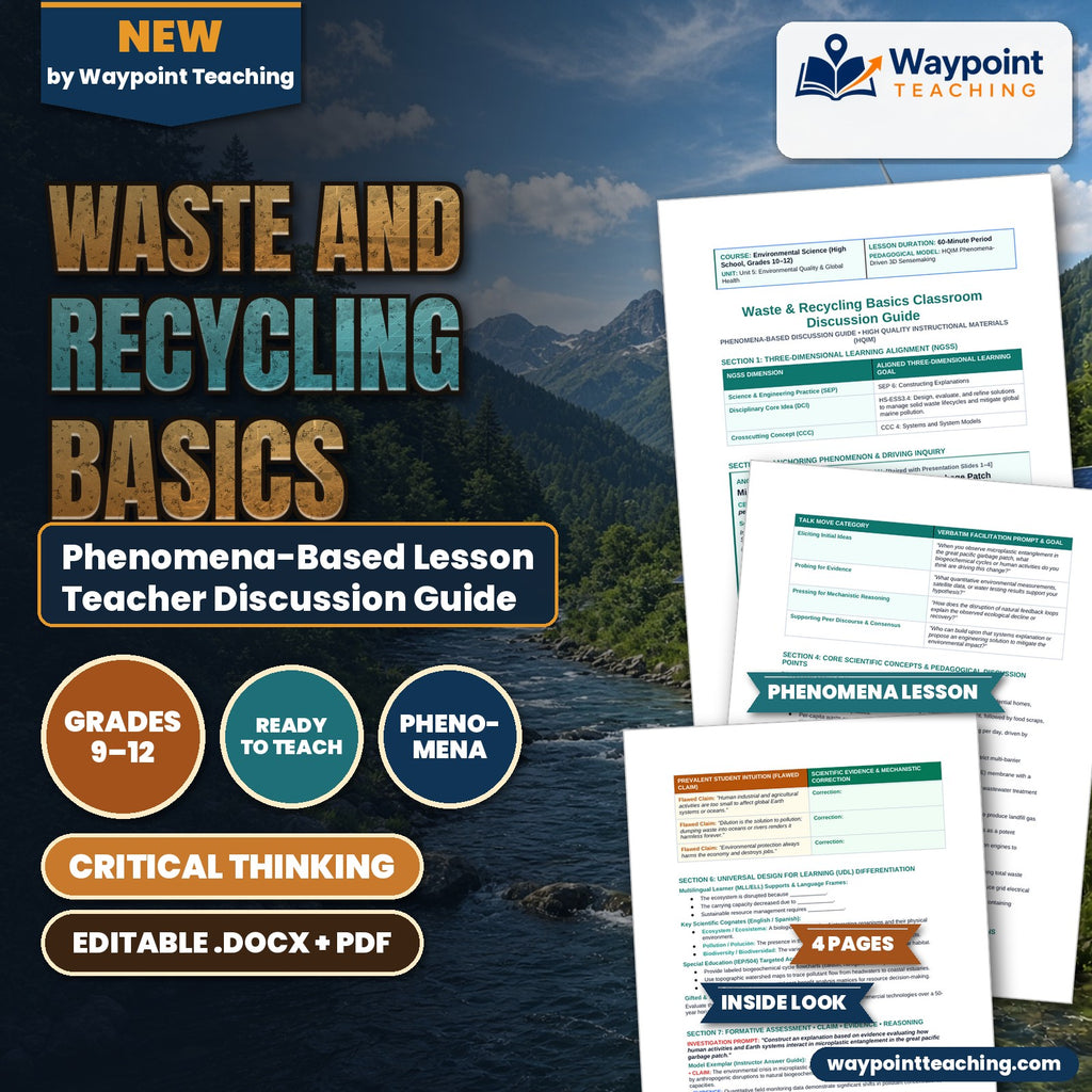 Waste and Recycling Basics Phenomena-Based Lesson: Microplastic Entanglement in the Great Pacific Garbage Patch Teacher Discussion Guide cover
