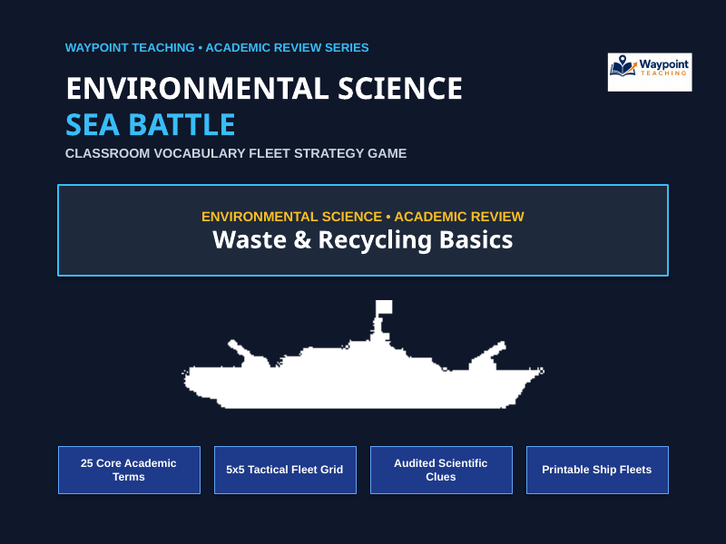 Waste and Recycling Basics Sea Battle Review Game sample page
