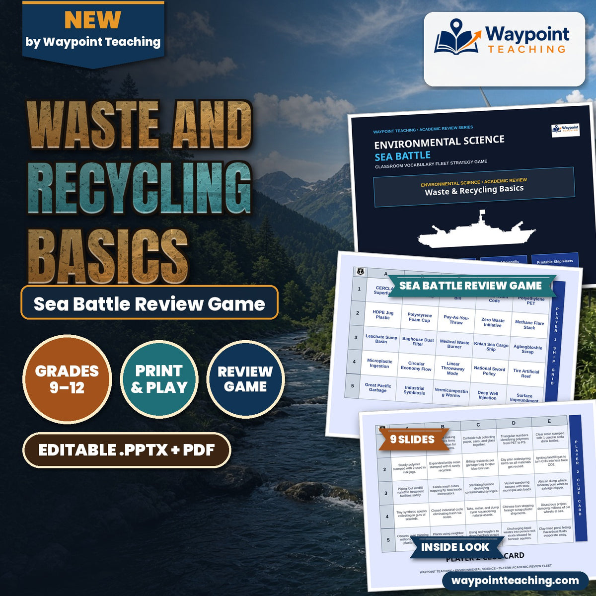 Waste and Recycling Basics Sea Battle Review Game cover