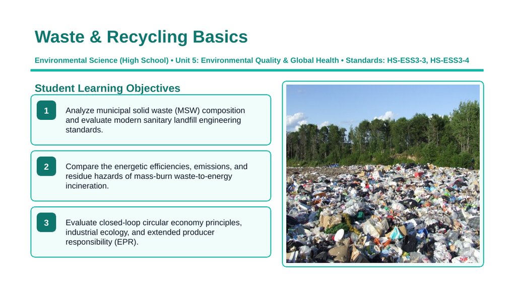 Waste and Recycling Basics Slide Show Presentation sample page