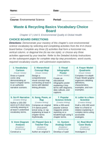 Waste and Recycling Basics Vocabulary Choice Board sample page
