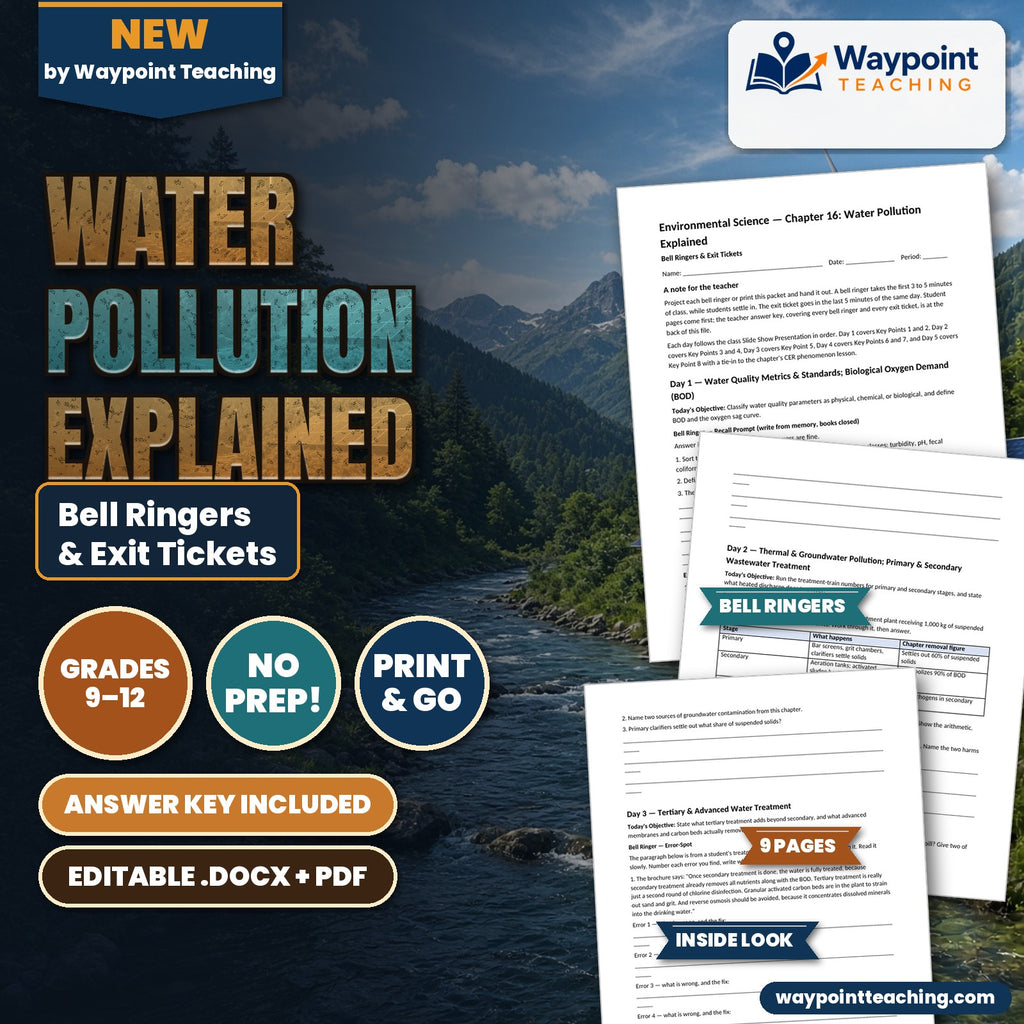 Water Pollution Explained Bell Ringers & Exit Tickets cover