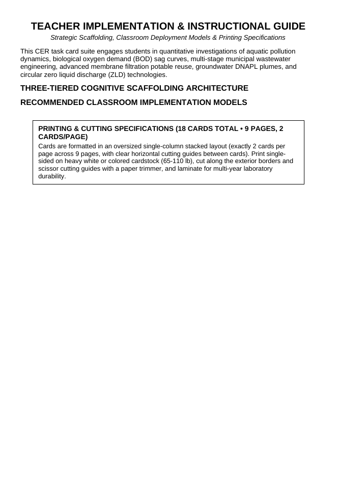 Water Pollution Explained CER Task Cards sample page
