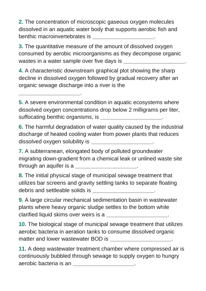Water Pollution Explained Fill-in-the-Blank Vocabulary Worksheet sample page