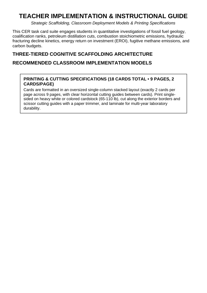 What Are Fossil Fuels? CER Task Cards sample page