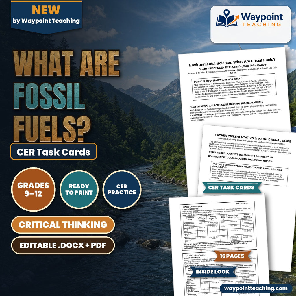 What Are Fossil Fuels? CER Task Cards cover