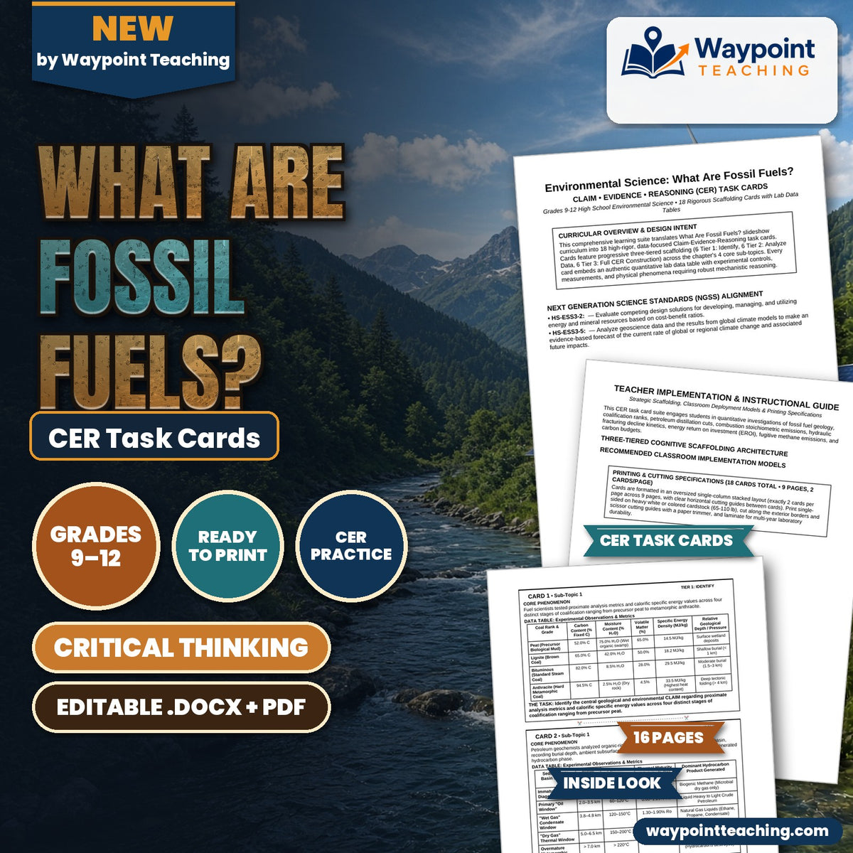What Are Fossil Fuels? CER Task Cards cover