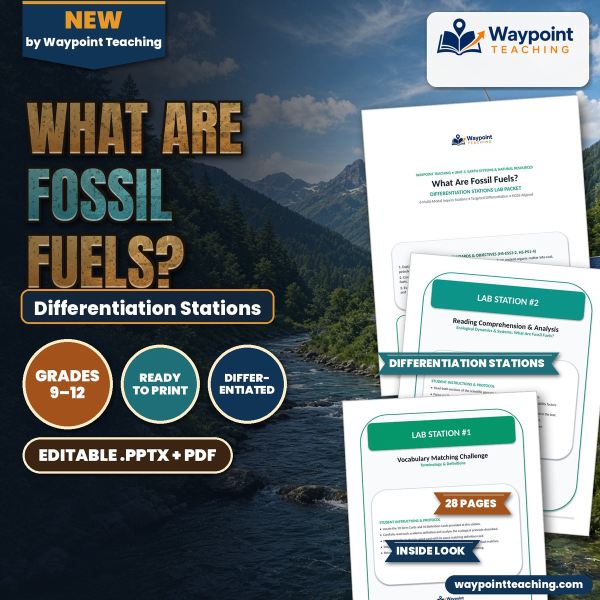 What Are Fossil Fuels? Differentiation Stations cover