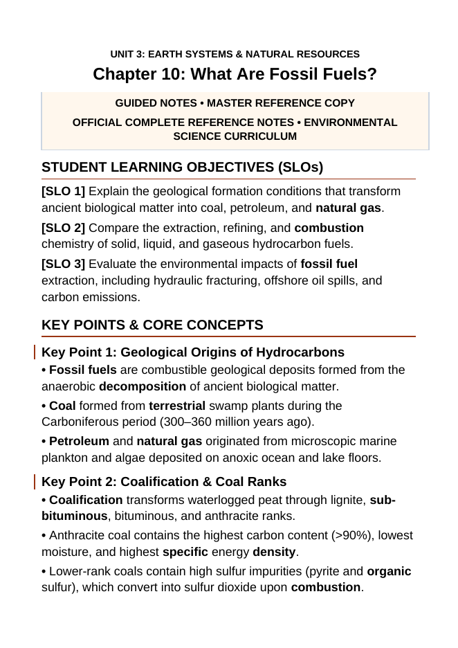 What Are Fossil Fuels? Guided Notes sample page