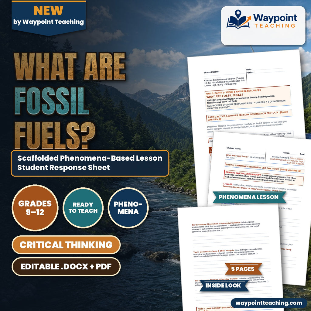 What Are Fossil Fuels? Scaffolded Phenomena-Based Lesson: Carboniferous Swamp Peat Deposition Transforming into Coal Beds Student Response Sheet cover