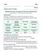 Adenosine triphosphate (ATP) Fill-in-the-Blank Vocabulary Worksheet sample page