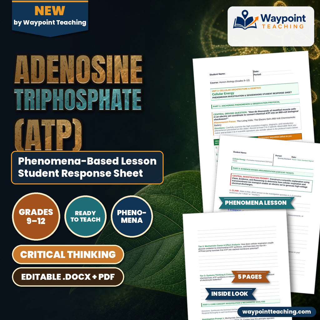 Adenosine triphosphate (ATP) Phenomena-Based Lesson: The Living Volts: The Electric Eel's 860-Volt Chemiosmotic Battery Student Response Sheet cover