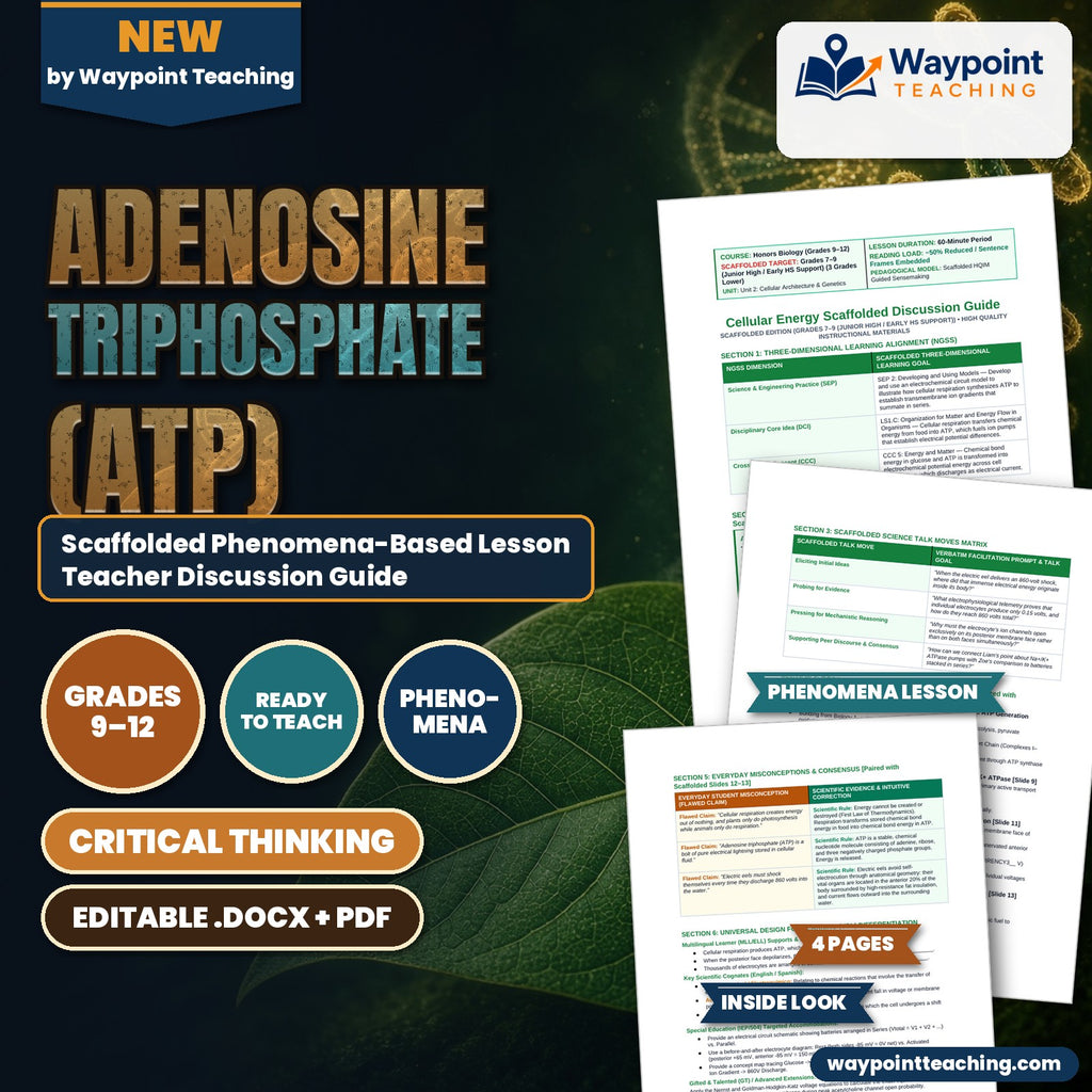 Adenosine triphosphate (ATP) Scaffolded Phenomena-Based Lesson: The Living Volts: The Electric Eel's 860-Volt Chemiosmotic Battery Teacher Discussion Guide cover