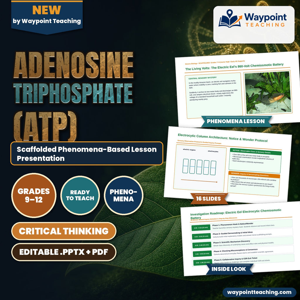 Adenosine triphosphate (ATP) Scaffolded Phenomena-Based Lesson: The Living Volts: The Electric Eel's 860-Volt Chemiosmotic Battery Presentation cover