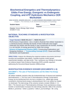 Biochemical Energetics and Thermodynamics: Gibbs Free Energy, Exergonic vs Endergonic Coupling, and ATP Hydrolysis Mechanics CER Phenomena Worksheet sample page