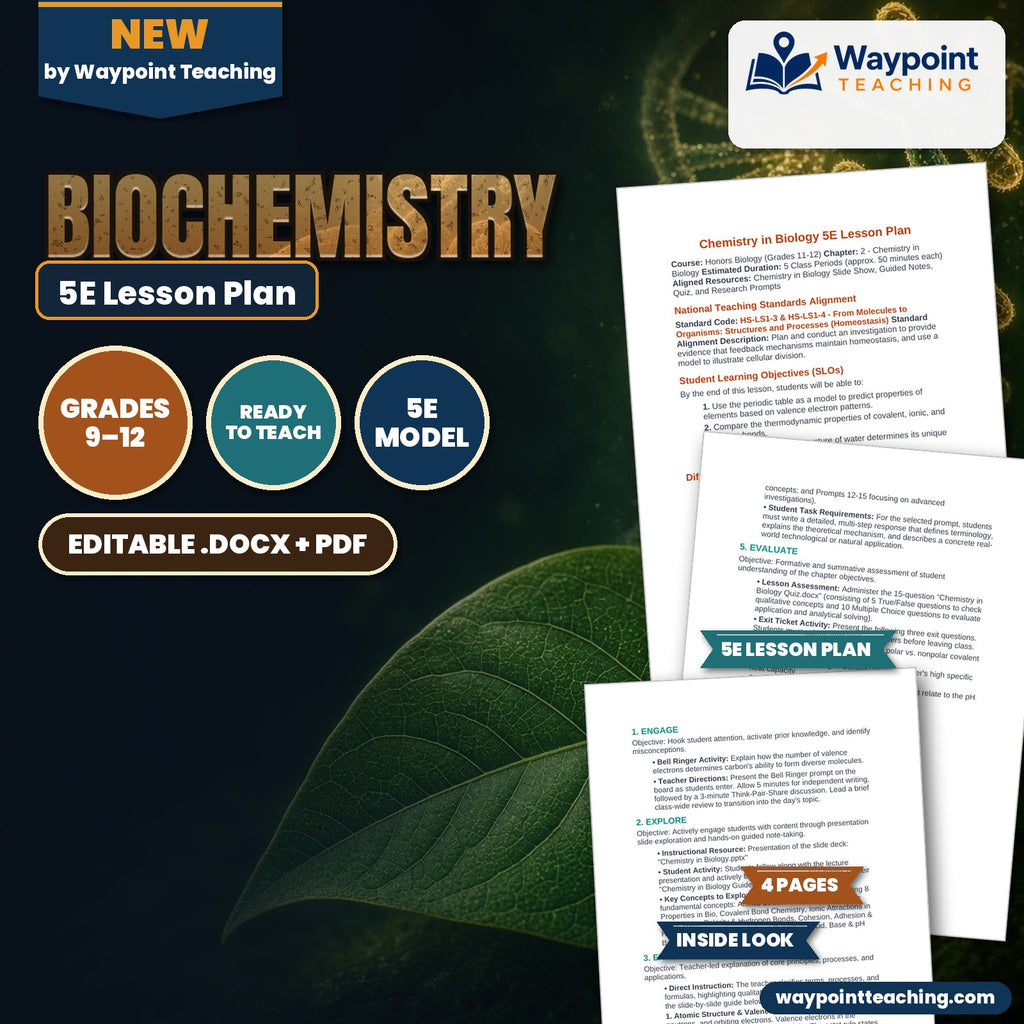 Biochemistry 5E Lesson Plan cover