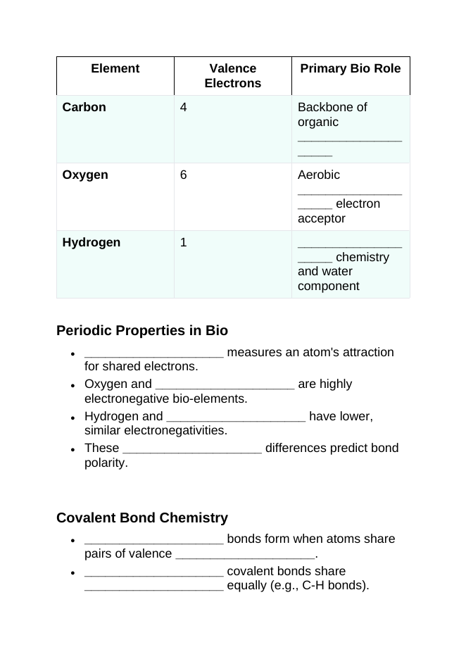 Biochemistry Guided Notes sample page