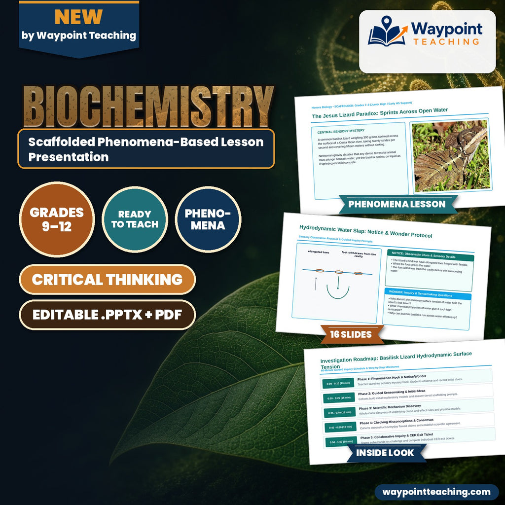 Biochemistry Scaffolded Phenomena-Based Lesson: The Jesus Lizard Paradox: Sprints Across Open Water Presentation cover