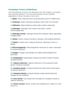 Biochemistry Vocabulary Choice Board sample page