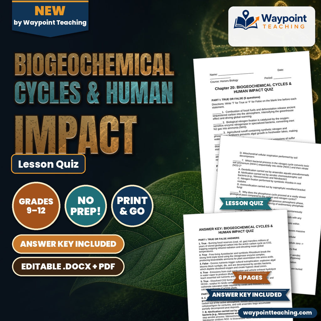 Biogeochemical Cycles & Human Impact Lesson Quiz cover