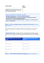 Biogeochemical Cycles & Human Impact Scaffolded Phenomena-Based Lesson: The Suffocating Glass Greenhouse: How Soil Microbes and Concrete Strangled Biosphere 2 Student Response Sheet sample page