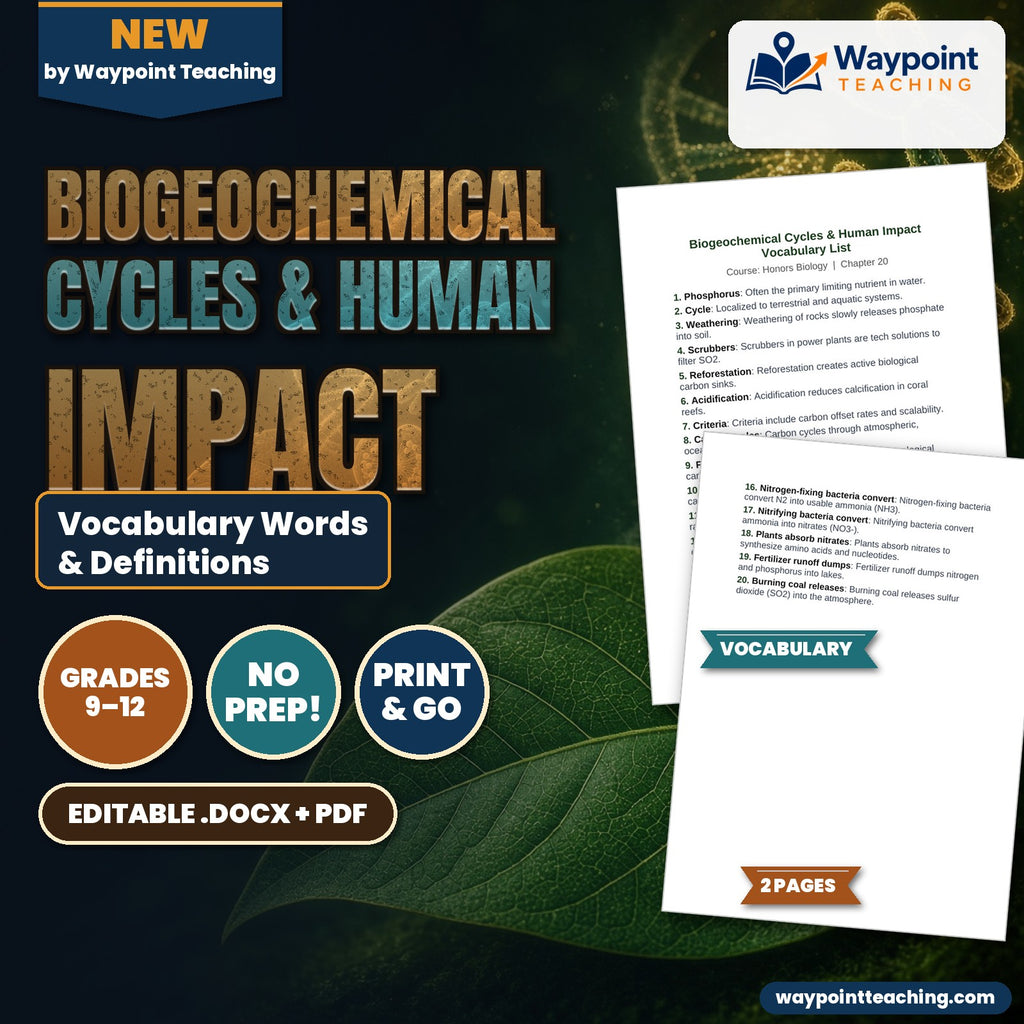 Biogeochemical Cycles & Human Impact Vocabulary Words & Definitions cover
