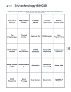 Biotechnology BINGO Review Game sample page