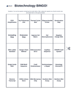 Biotechnology BINGO Review Game sample page