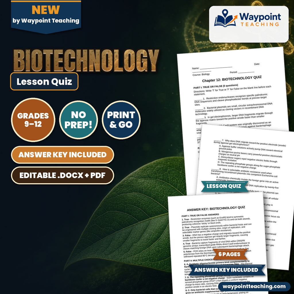 Biotechnology Lesson Quiz cover