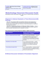 Biotechnology Phenomena-Based Lesson: The Glowing Lantern: Green Fluorescent Protein Lighting Up the Living Cell Teacher Discussion Guide sample page