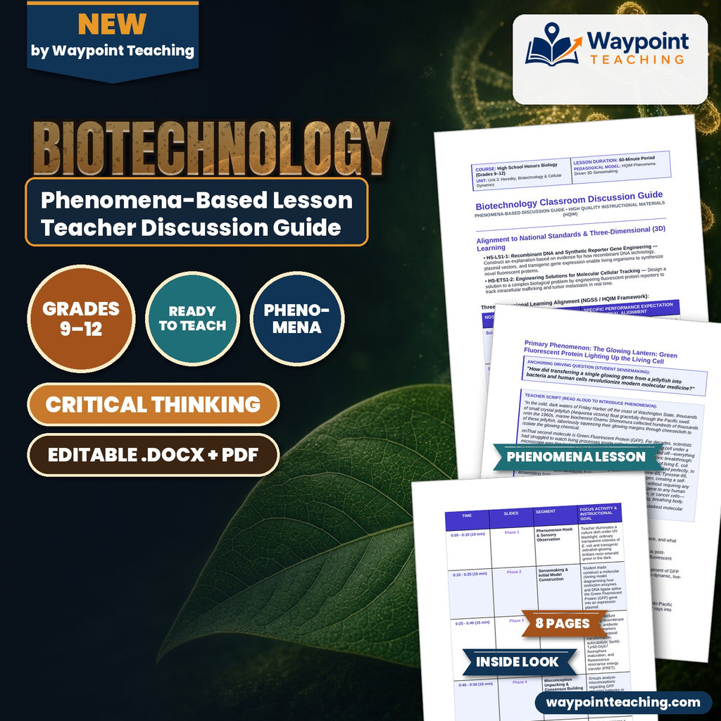Biotechnology Phenomena-Based Lesson: The Glowing Lantern: Green Fluorescent Protein Lighting Up the Living Cell Teacher Discussion Guide cover