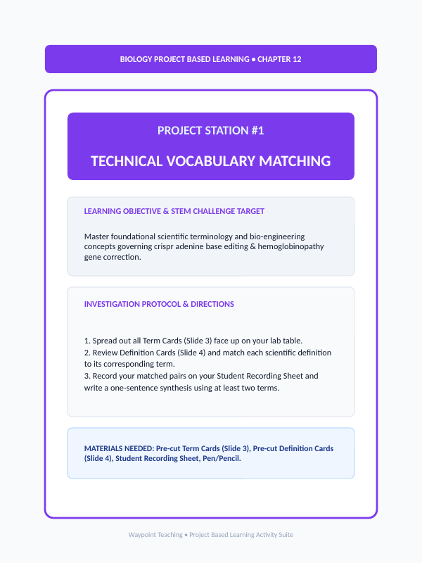 Biotechnology Project-Based Learning Activity sample page
