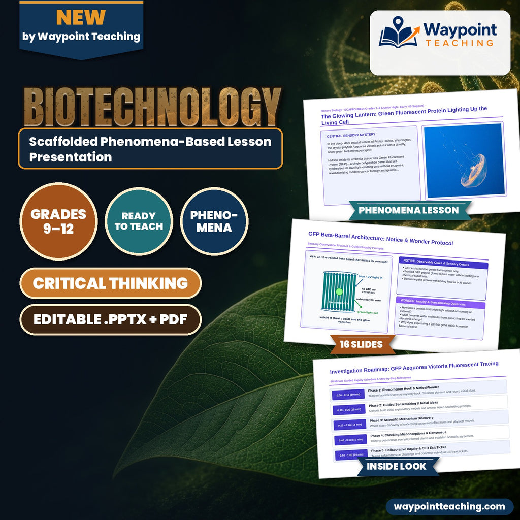 Biotechnology Scaffolded Phenomena-Based Lesson: The Glowing Lantern: Green Fluorescent Protein Lighting Up the Living Cell Presentation cover