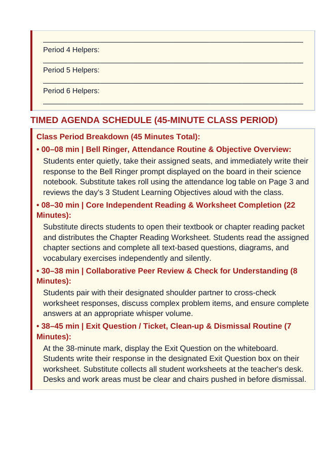 Biotechnology Substitute Lesson Plan sample page